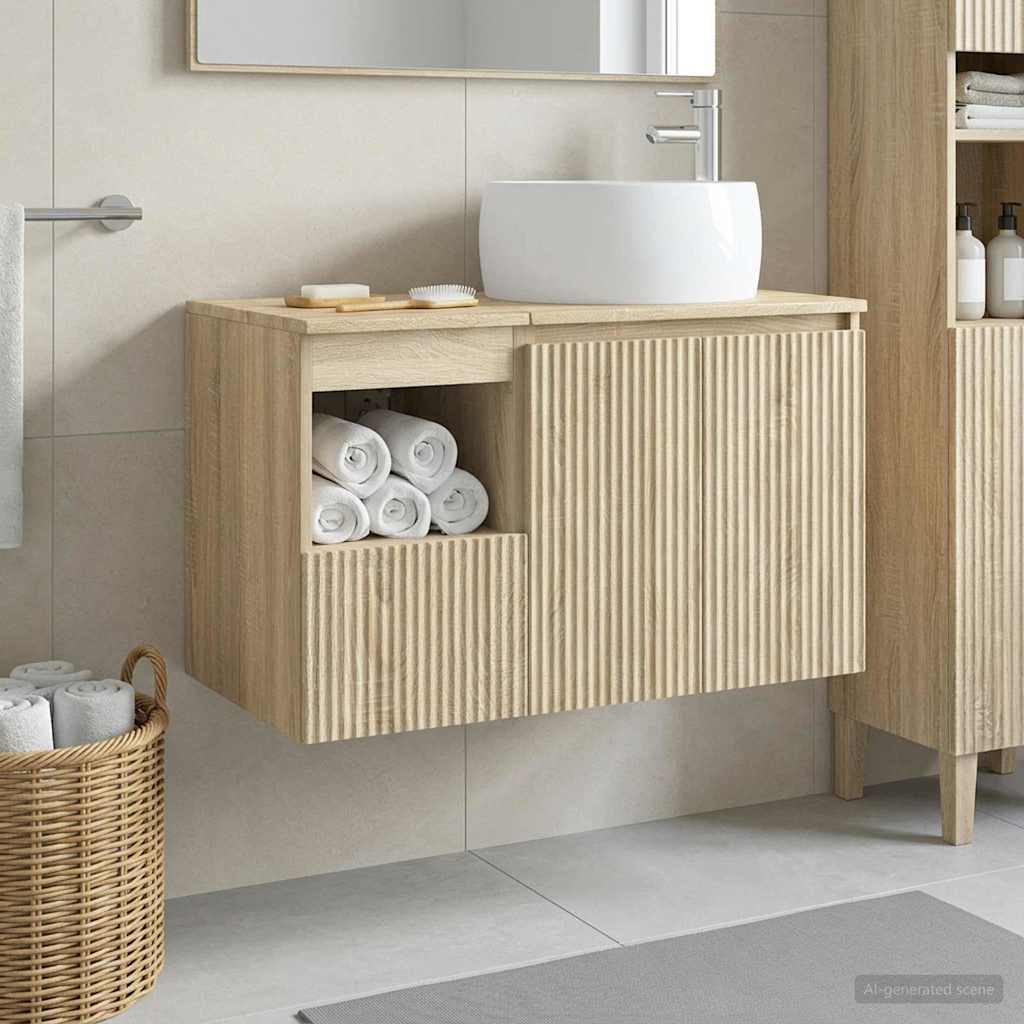 Bathroom Cabinet Set 2 pcs 79.5 x 44.5 x 80 cm Sonoma oak