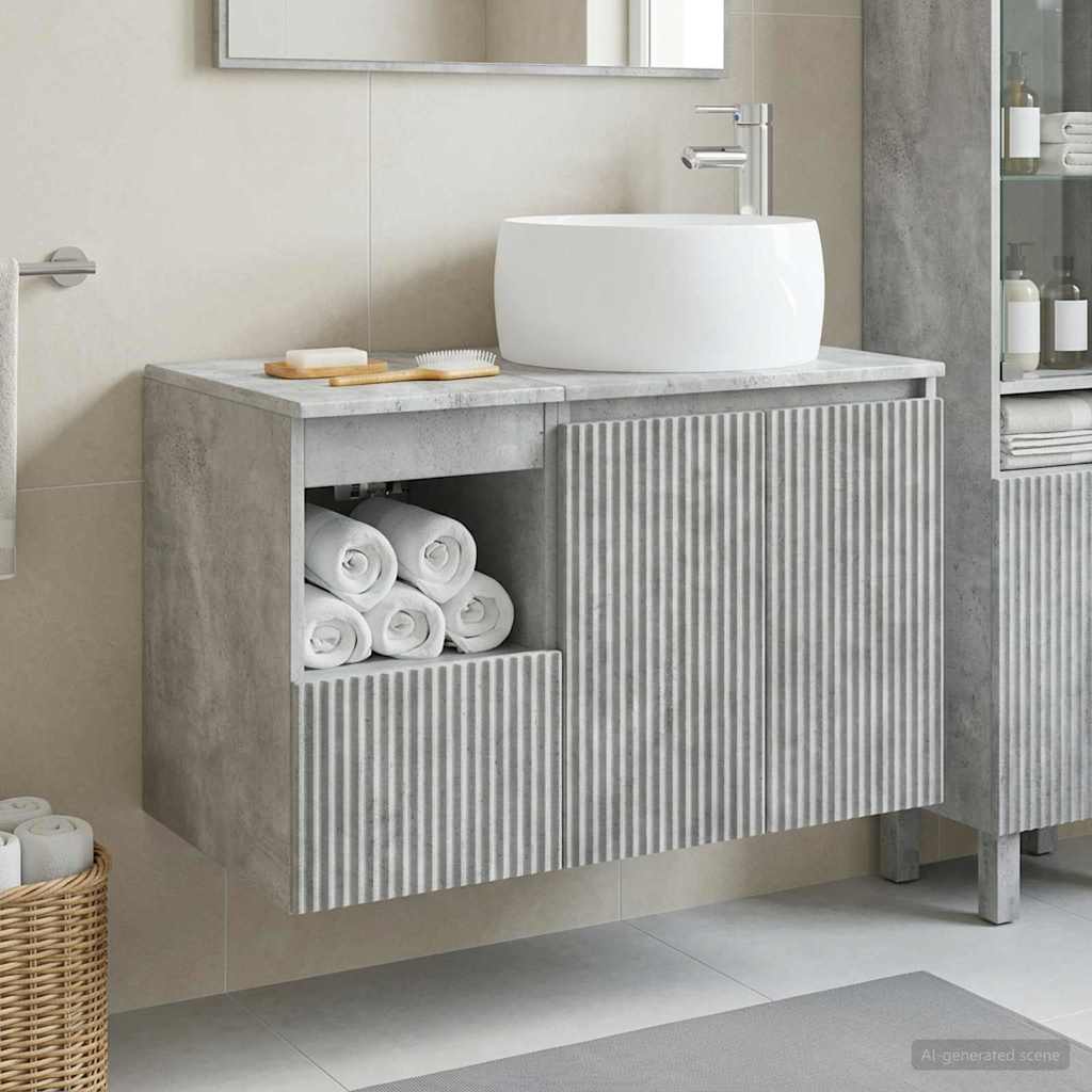 Bathroom Cabinet Set 2 pcs 79.5 x 44.5 x 80 cm Concrete grey