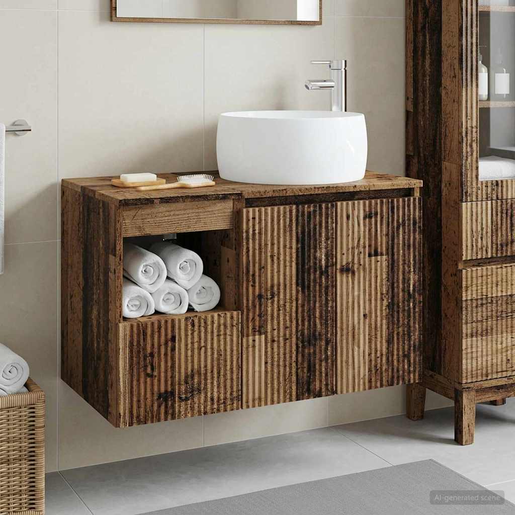 Bathroom Cabinet Set 2 pcs 79.5 x 44.5 x 80 cm Old wood