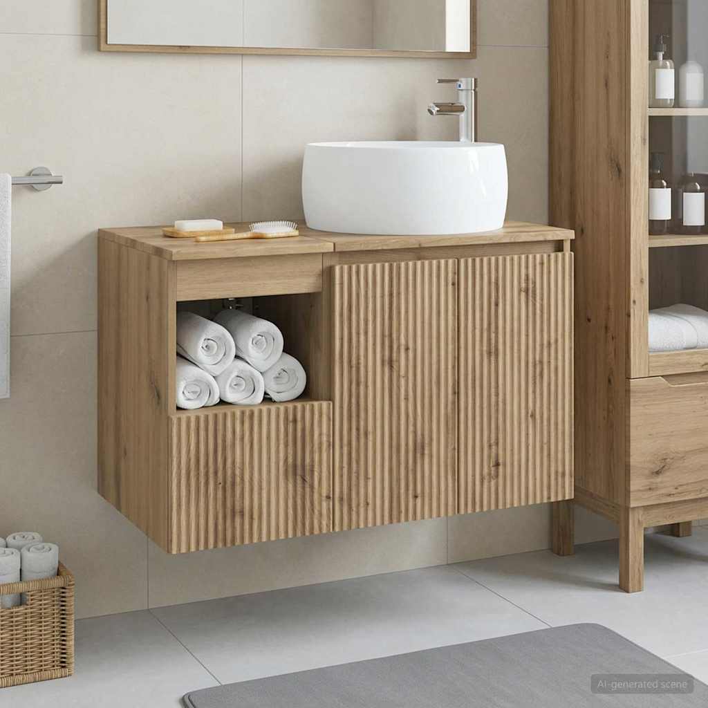 Bathroom Cabinet Set 2 pcs 79.5 x 44.5 x 80 cm Artisan oak
