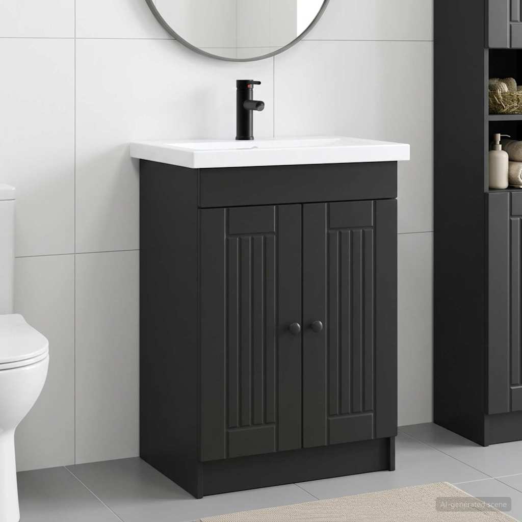 Bathroom Furniture Depth 37.5 cm Black 56 cm