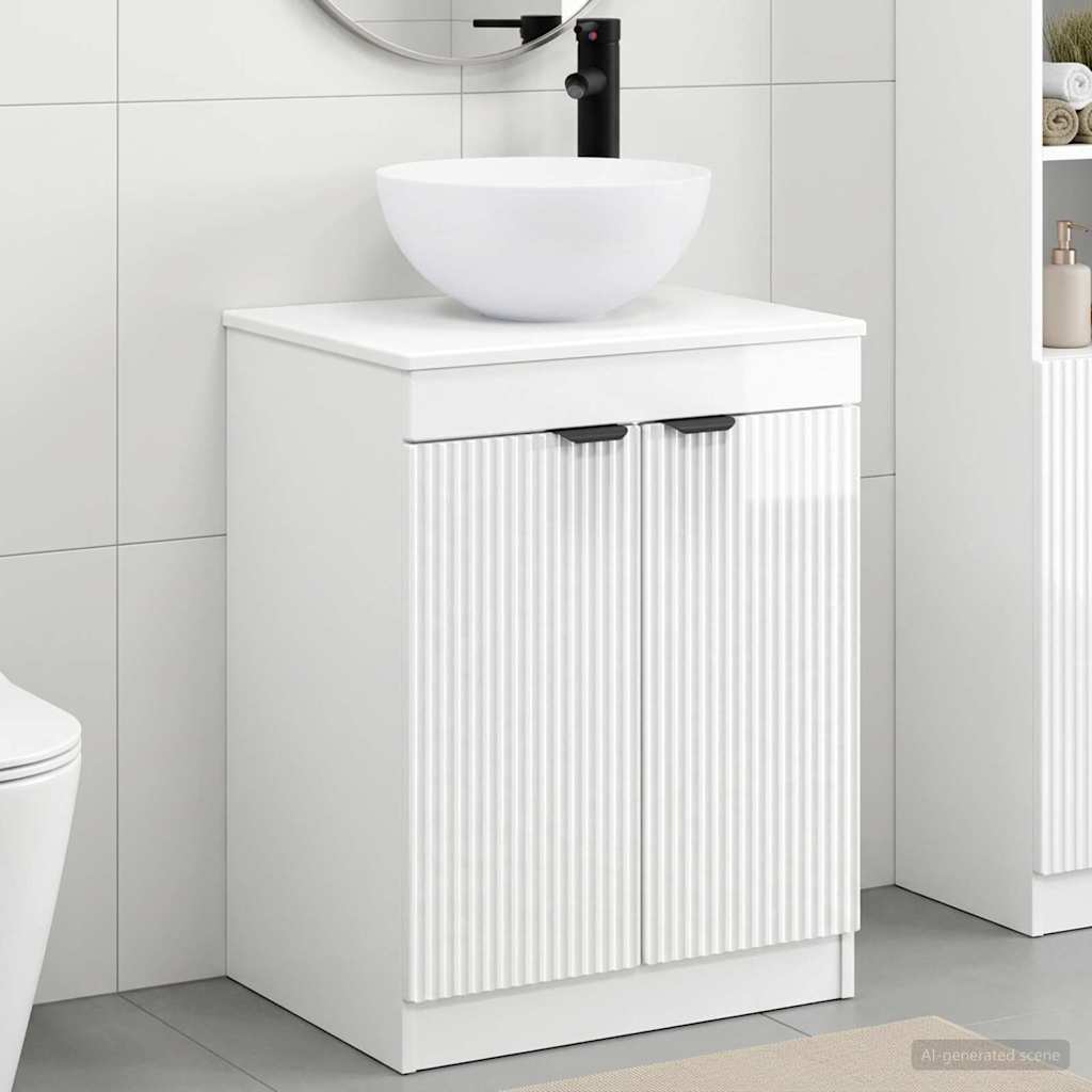 Bathroom Sink Cabinet 54 x 41 x 100 cm High gloss white