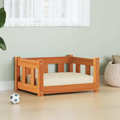 vidaXL Dog Bed 55.5 x 45.5 x 28 cm Solid Pine Wood Wax Brown 1