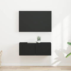 vidaXL TV Wall Cabinet 2 pcs Black Engineered Wood 1