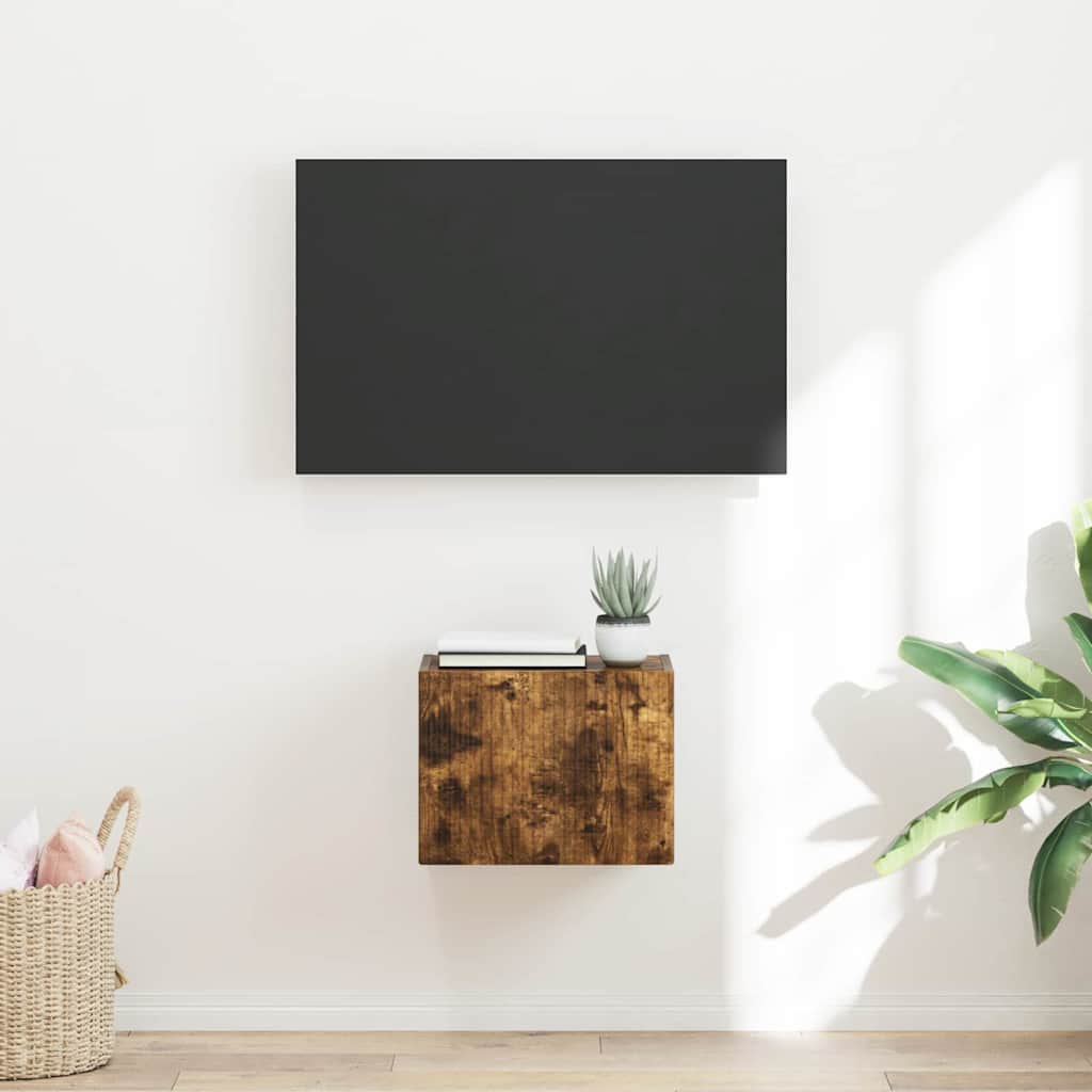 vidaXL TV Wall Cabinet 39 x 31 x 29.5 cm Smoked Oak Engineered Wood 1
