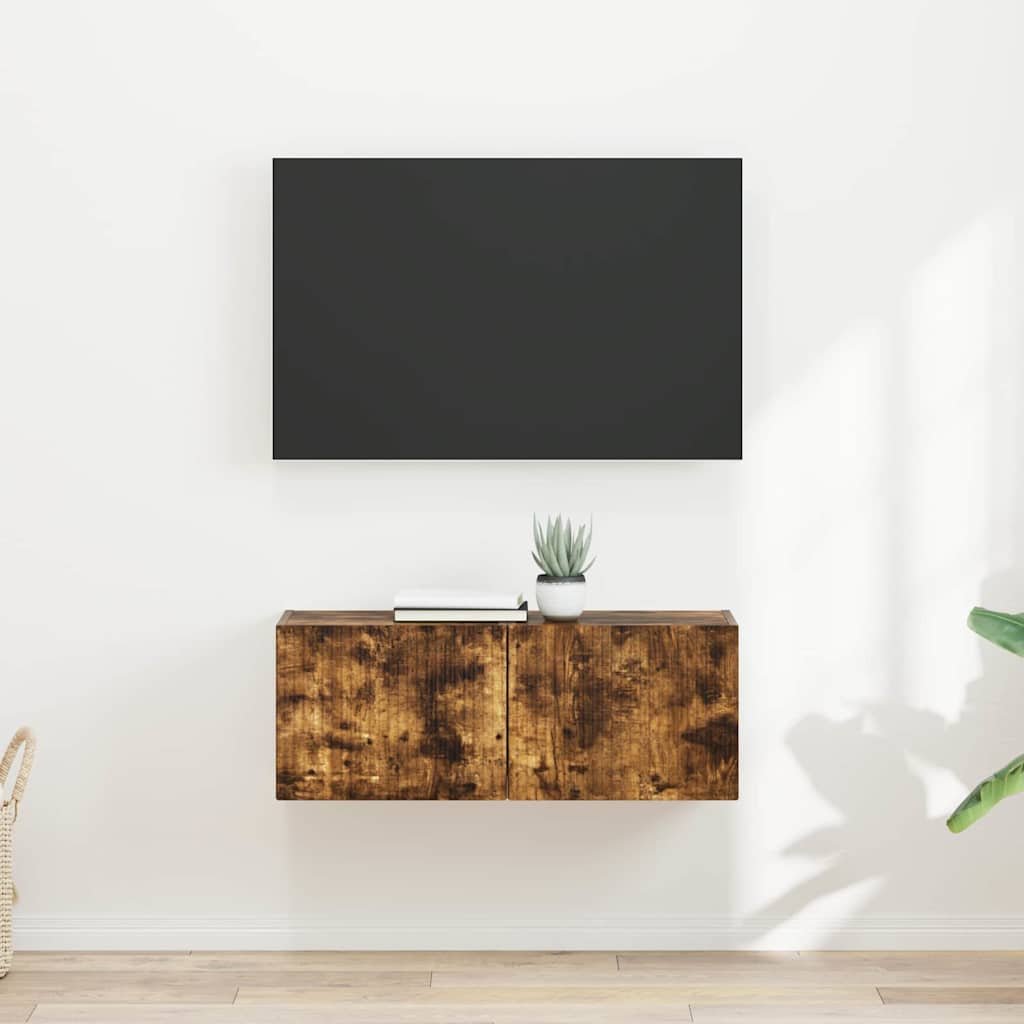 vidaXL TV Wall Cabinet 2 pcs Smoked Oak Engineered Wood 1