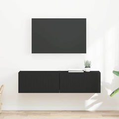TV Wall Cabinet Engineered Wood 2 pcs 60 x 31 x 29.5 cm Black