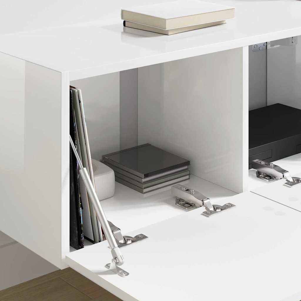 vidaXL TV Wall Cabinet 78.5 x 31 x 29.5 cm Gloss White Engineered Wood 4