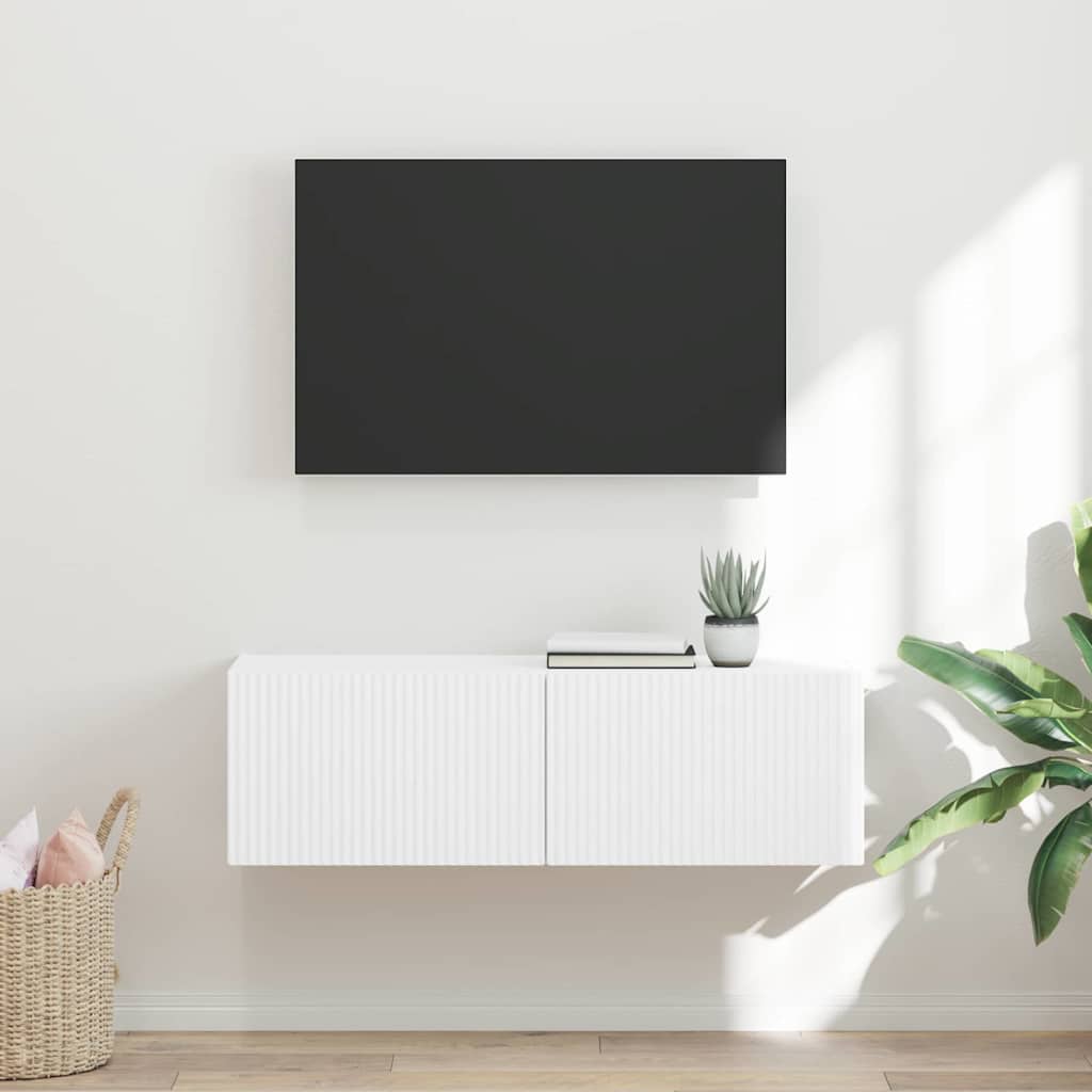 TV Wall Cabinet Engineered Wood 98 x 31 x 29.5 cm White