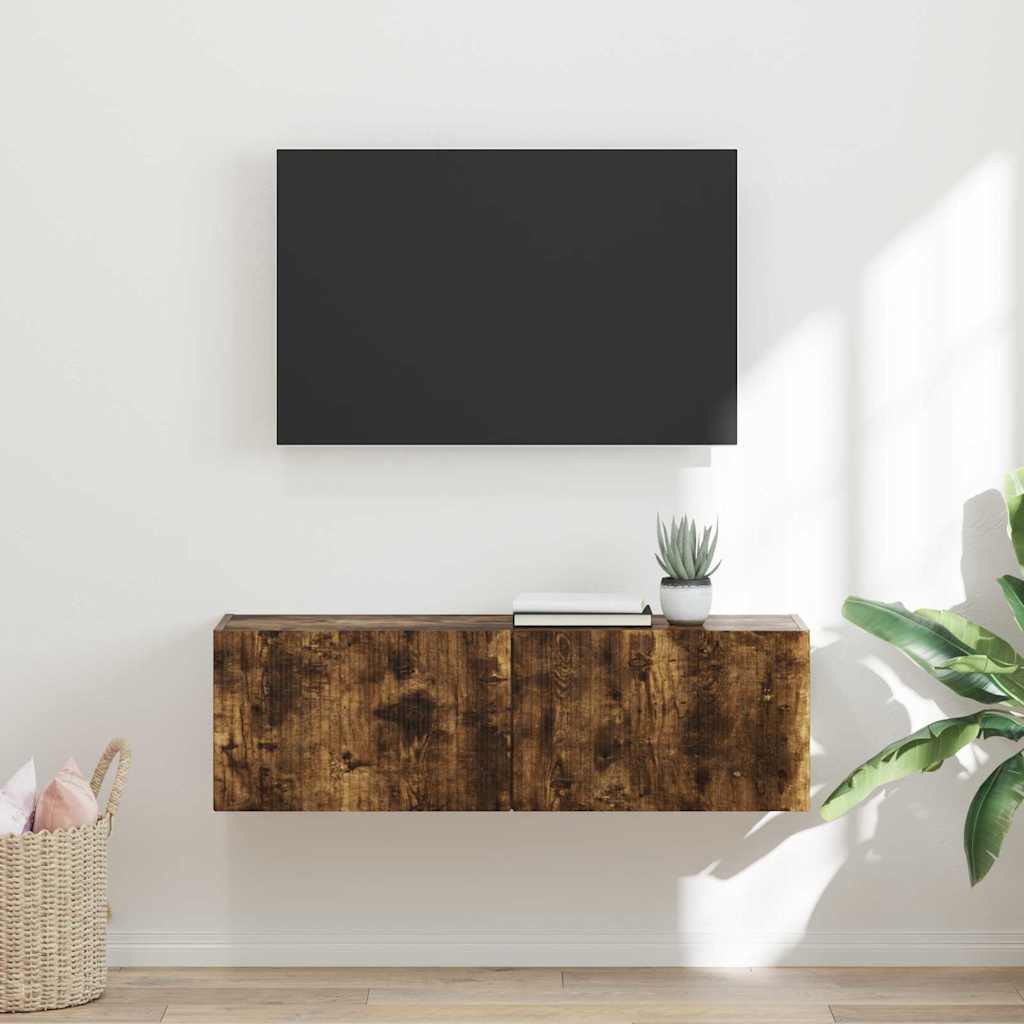 TV Wall Cabinet Engineered Wood 98 x 31 x 29.5 cm Smoked oak