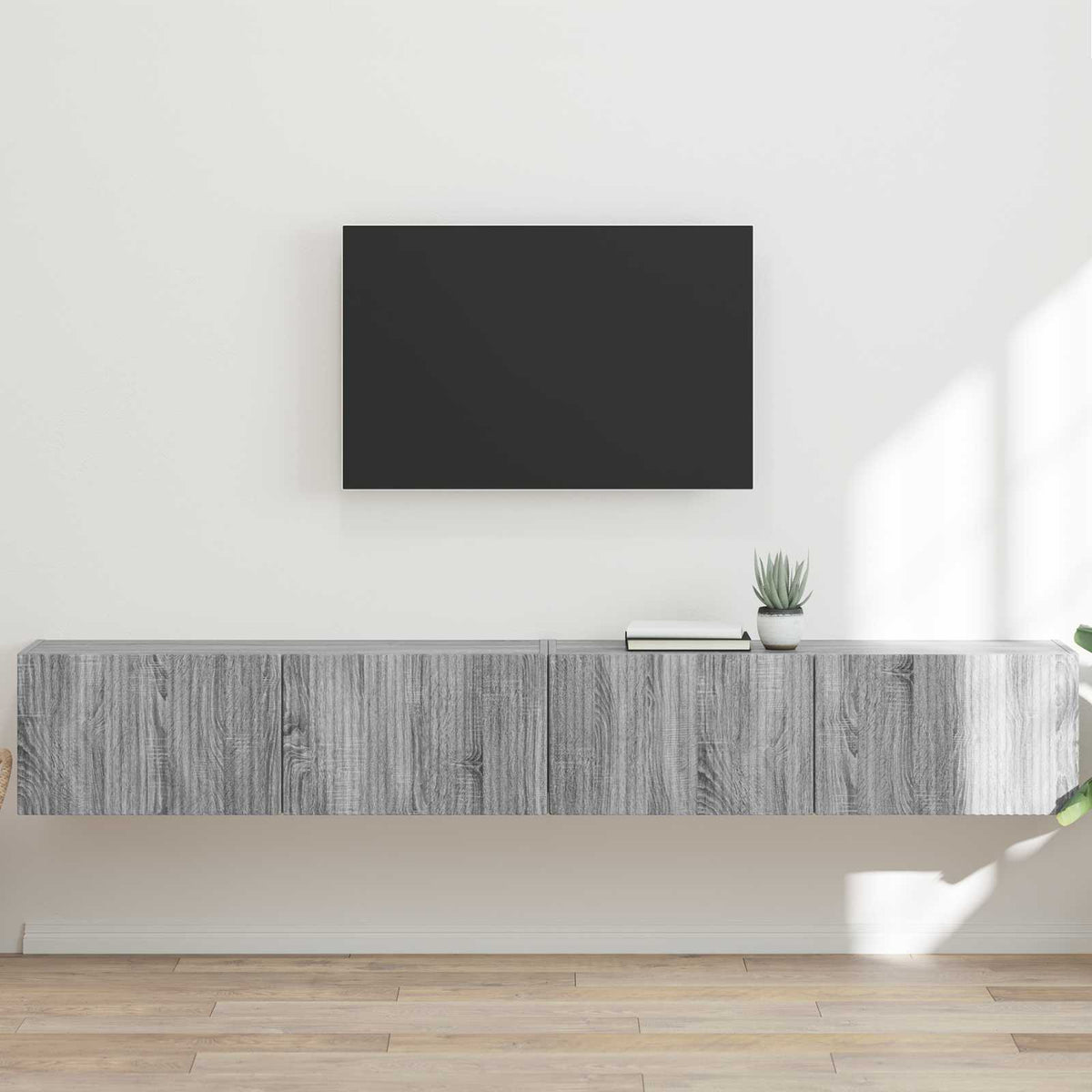 TV Wall Cabinet Engineered Wood 2 pcs 98 x 31 x 29.5 cm Grey sonoma