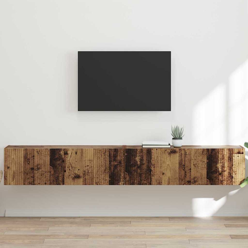 TV Wall Cabinet Engineered Wood 2 pcs 98 x 31 x 29.5 cm Old wood