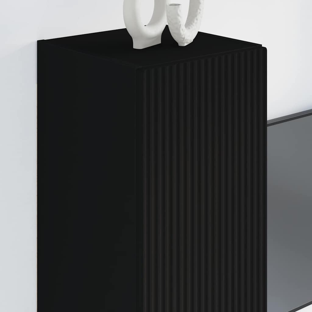 vidaXL TV Wall Cabinet 30 x 31 x 80 cm Black Engineered Wood 4