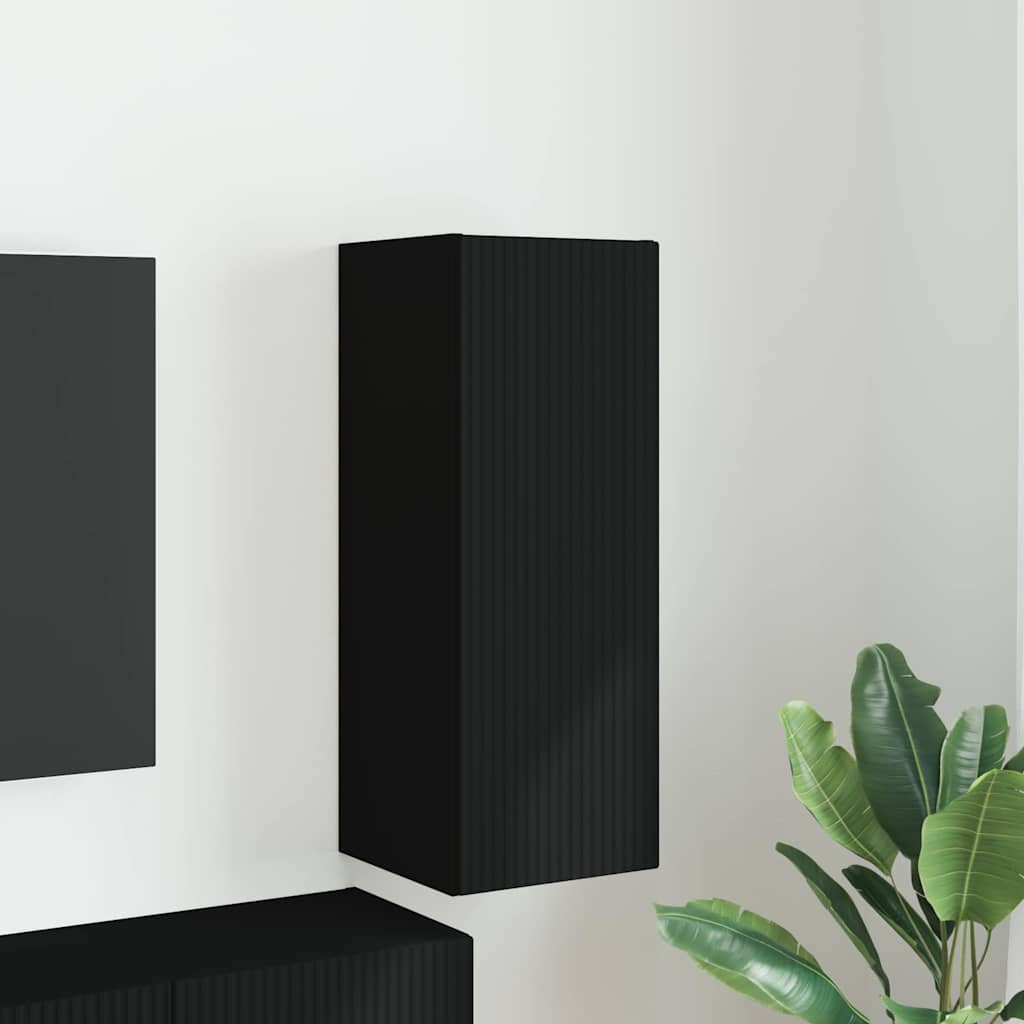 vidaXL TV Wall Cabinet 30 x 31 x 80 cm Black Engineered Wood 1