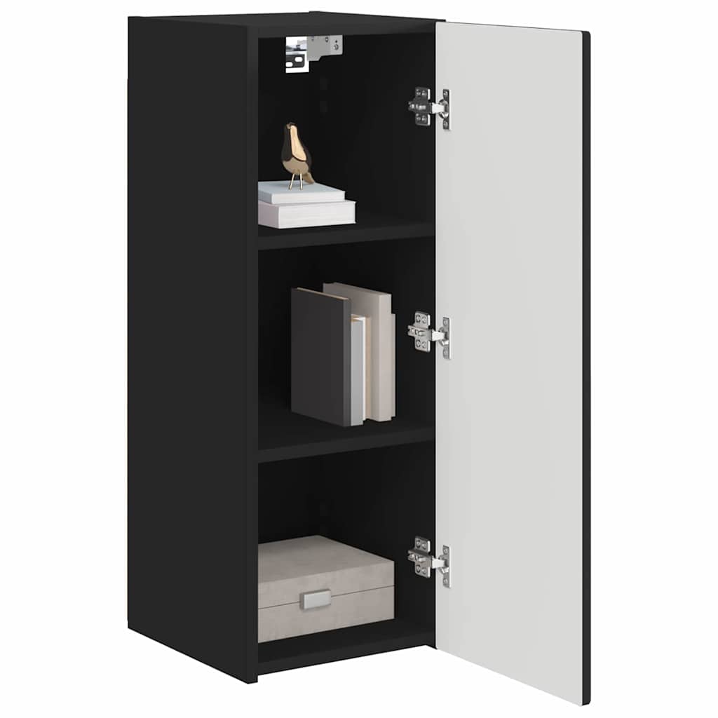 vidaXL TV Wall Cabinet 30 x 31 x 80 cm Black Engineered Wood 3