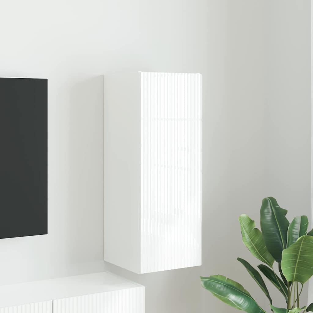 vidaXL TV Wall Cabinet 30 x 31 x 80 cm Gloss White Engineered Wood 1