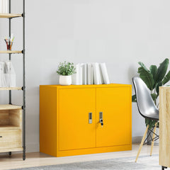 Storage Cabinet Steel Width 90 cm Mustard Yellow 70 cm