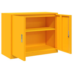 Storage Cabinet Steel Width 90 cm Mustard Yellow 70 cm