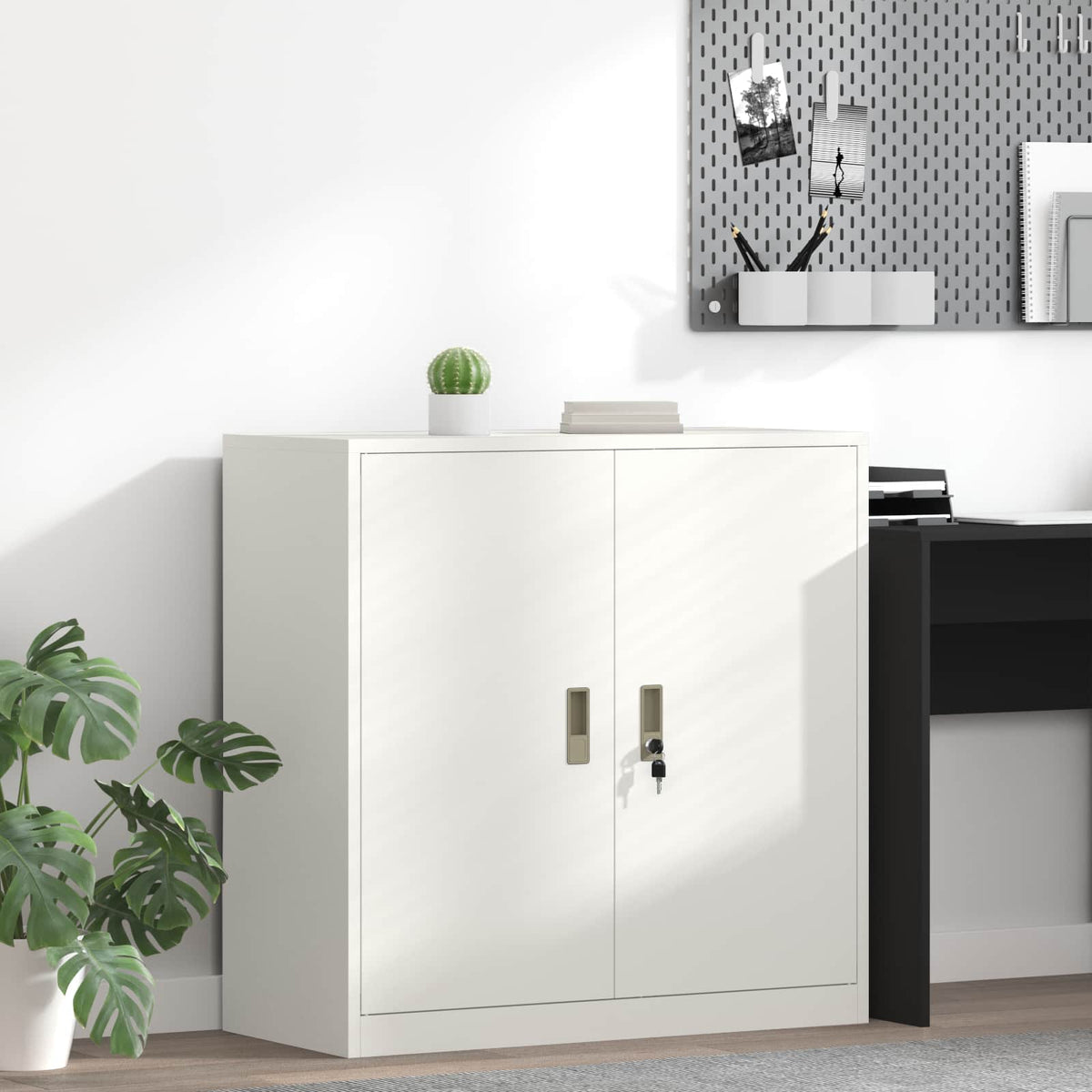 Storage Cabinet Steel Width 90 cm White 90 cm