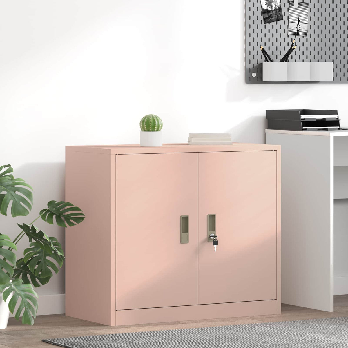 Storage Cabinet Steel Width 80 cm Pink 70 cm