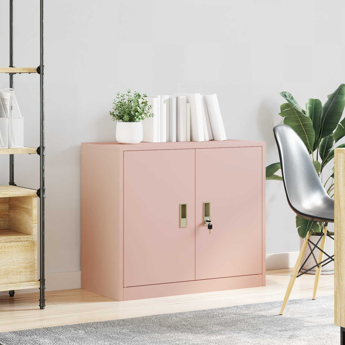 Storage Cabinet Steel Width 80 cm Pink 70 cm