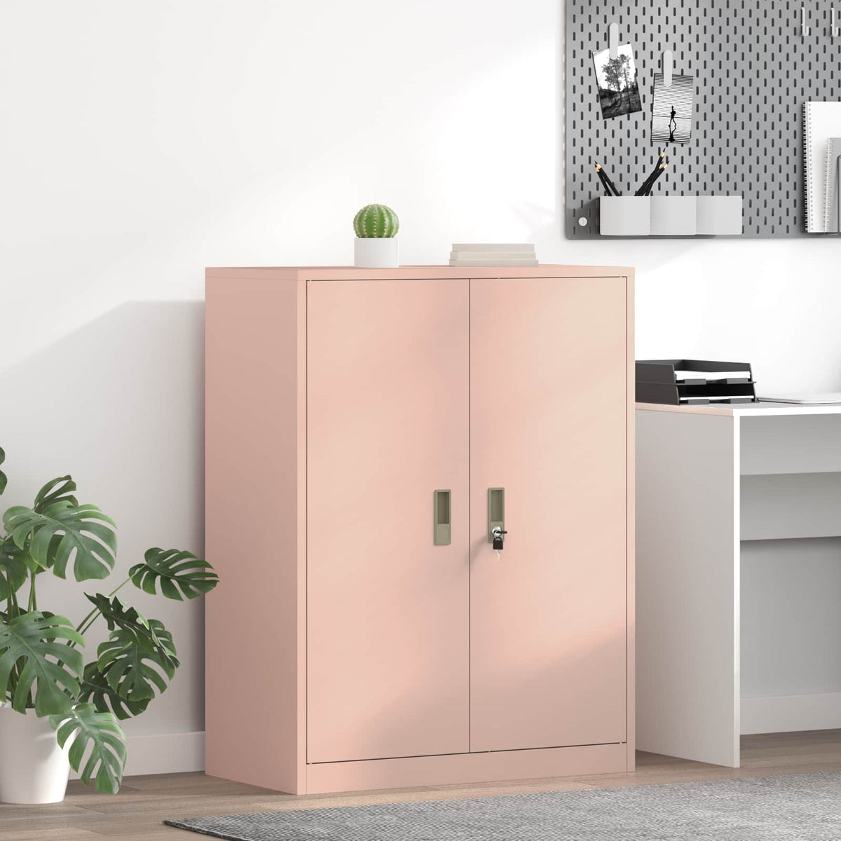 Storage Cabinet Steel Width 80 cm Pink 105 cm