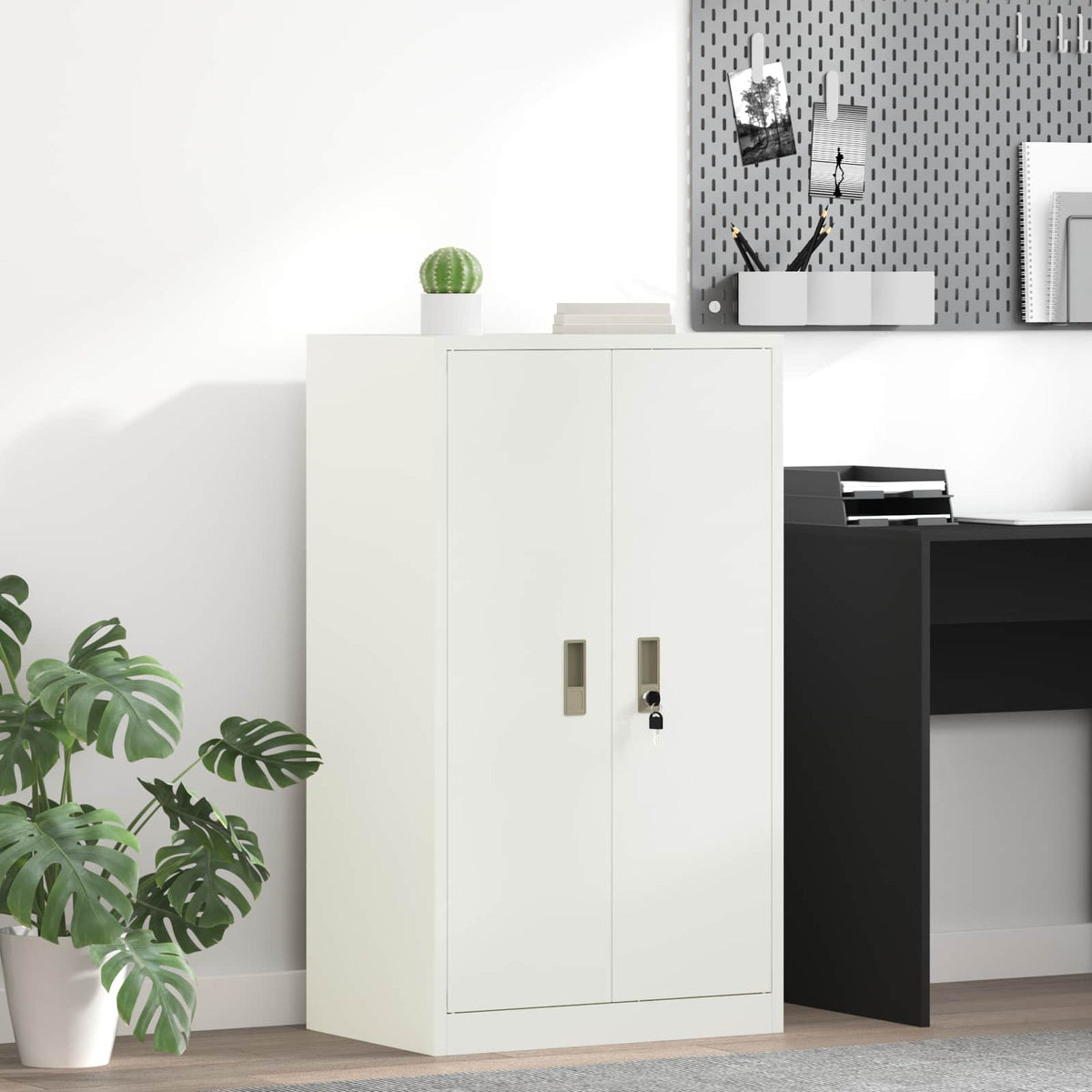 Storage Cabinet Steel Width 60 cm White 105 cm