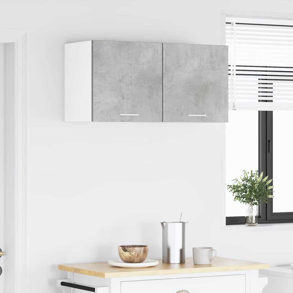 vidaXL Hanging Cabinet 2 pcs Concrete Grey and White Engineered Wood 4