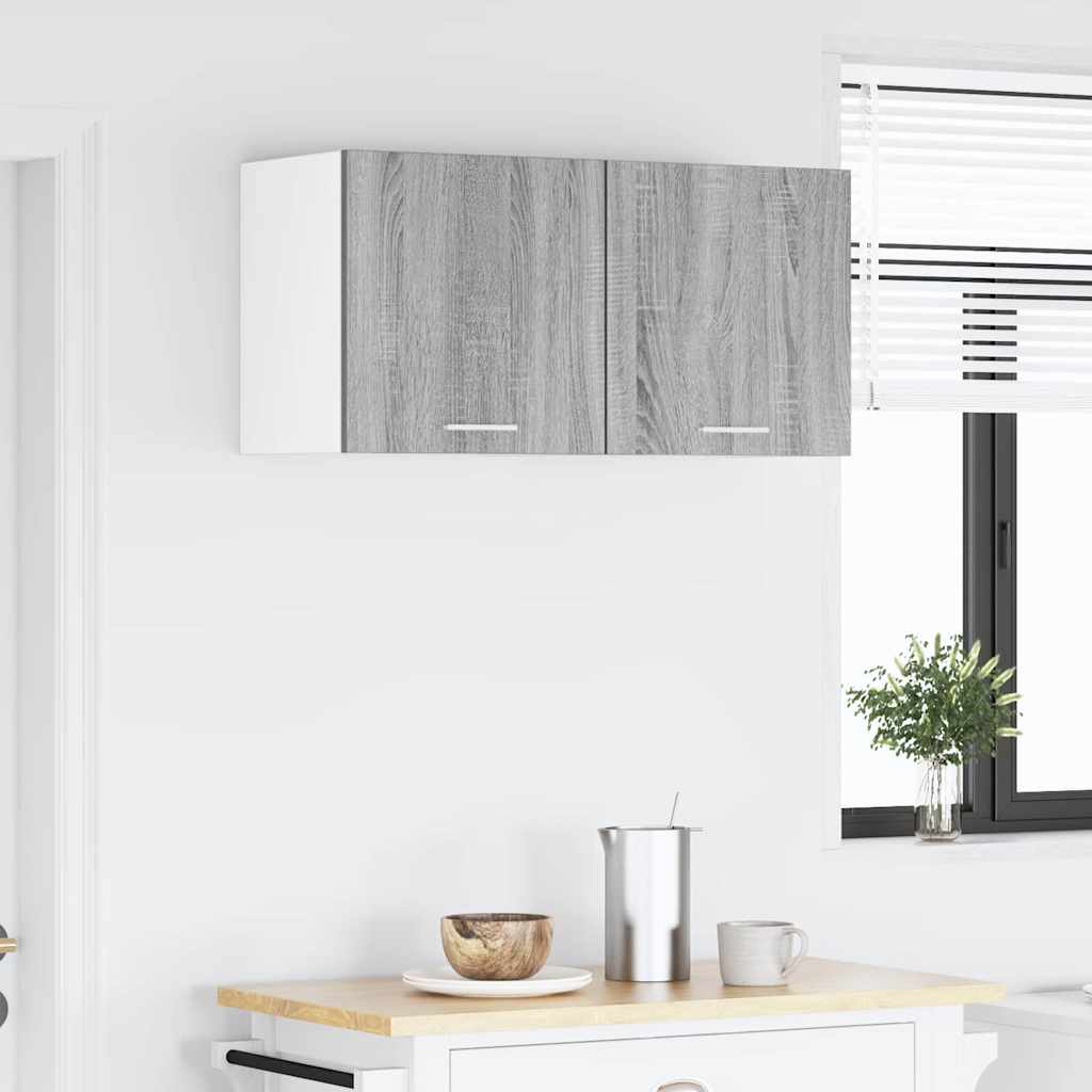 vidaXL Hanging Cabinet Grey Sonoma and White 40 x 31 x 40 cm 4