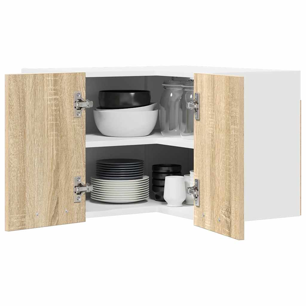 vidaXL Hanging Cabinet Sonoma Oak and White 57 x 57 x 40 cm 3