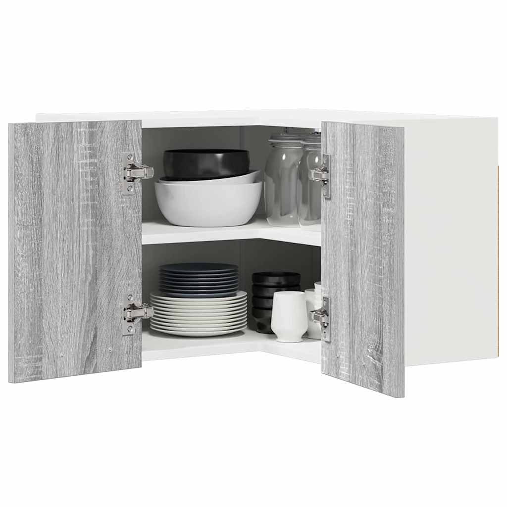 Hanging Glass Cabinet "Lyon" 40x31x60 cm Grey sonoma 1x hanging cabinet (3 shelves) 40–1x hanging glass cabinet (2 doors) 80 cm wide 40 cm high 1x hanging corner cabinet 57 cm wide 40 cm high
