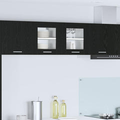 vidaXL Hanging Cabinet 2 pcs Black Oak Engineered Wood 1