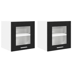 vidaXL Hanging Cabinet 2 pcs Black Oak Engineered Wood 2