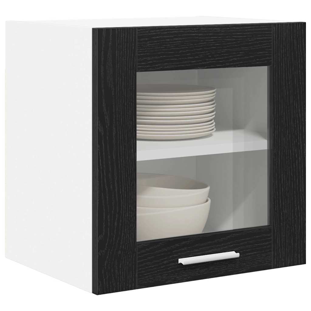 vidaXL Hanging Cabinet 2 pcs Black Oak Engineered Wood 3