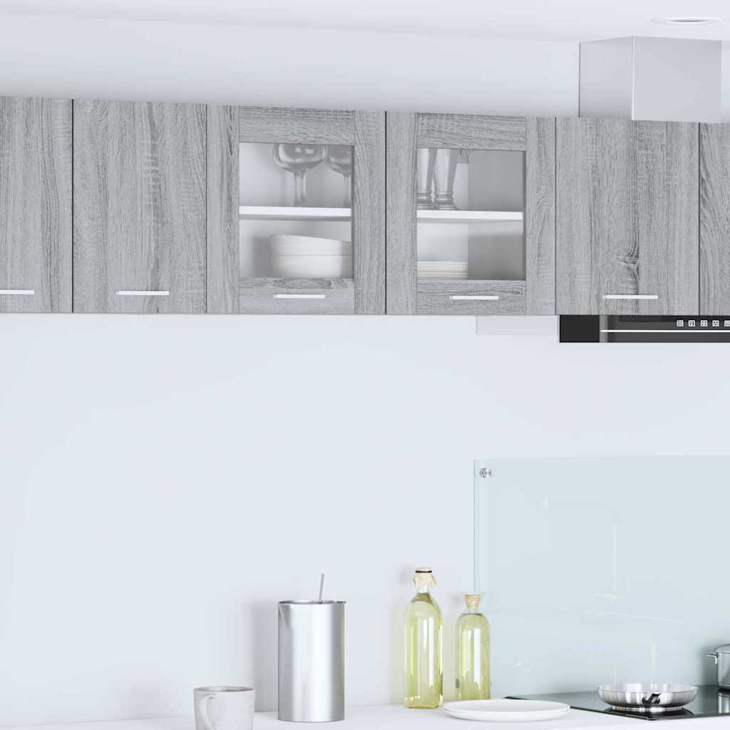 vidaXL Hanging Glass Cabinet "Lyon" 40x31x60 cm Grey Sonoma