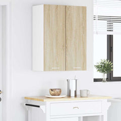 vidaXL Hanging Cabinet Sonoma Oak and White 30 x 31 x 80 cm 4