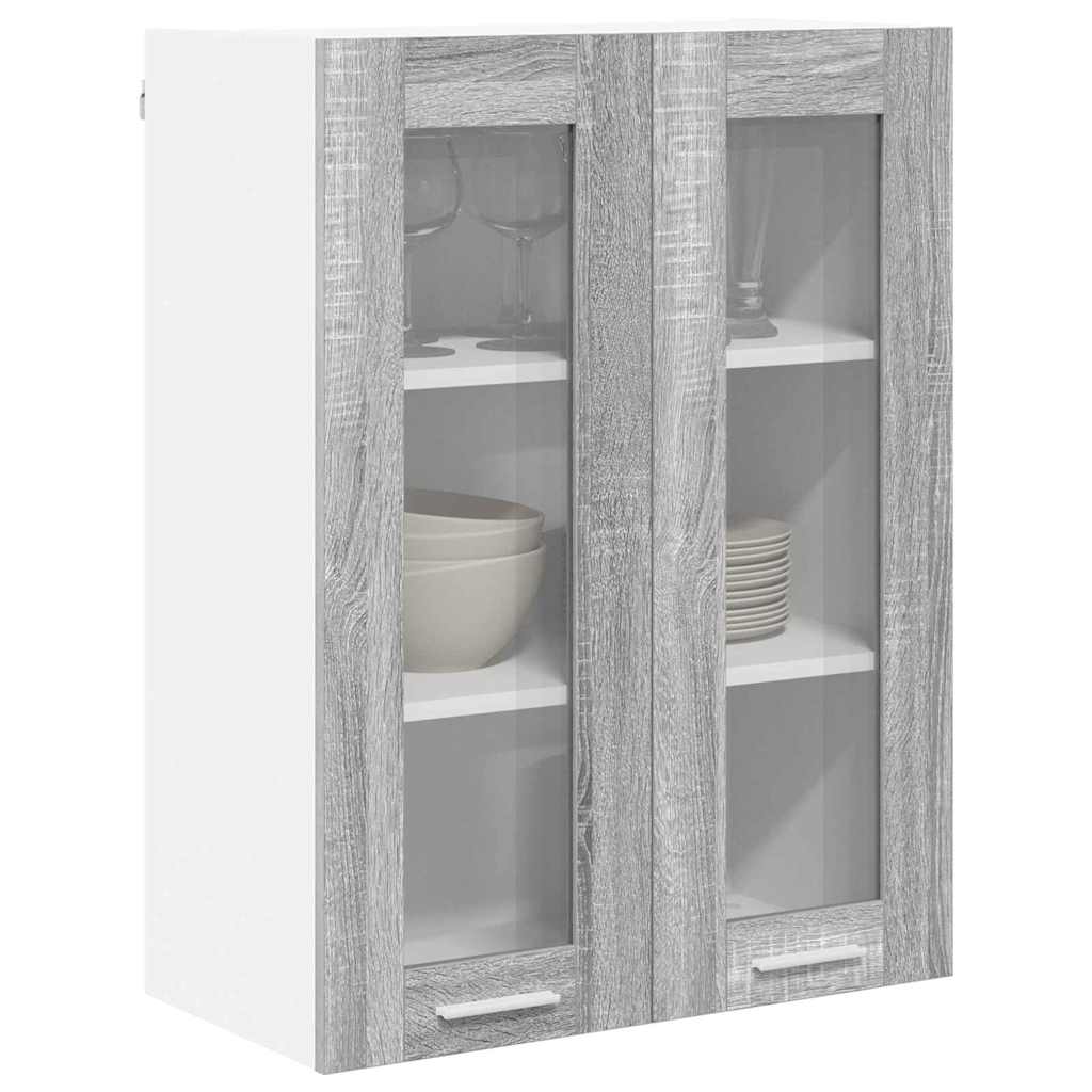 Hanging Glass Cabinet "Lyon" 40x31x60 cm Grey sonoma 1x hanging cabinet (3 shelves) 40–1x hanging glass cabinet (2 doors) 80 cm wide 40 cm high 1x hanging glass cabinet (2 doors) 60 cm wide 80 cm high