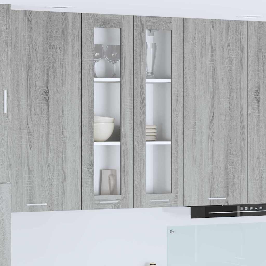 vidaXL Hanging Glass Cabinet "Lyon" 40x31x60 cm Grey Sonoma