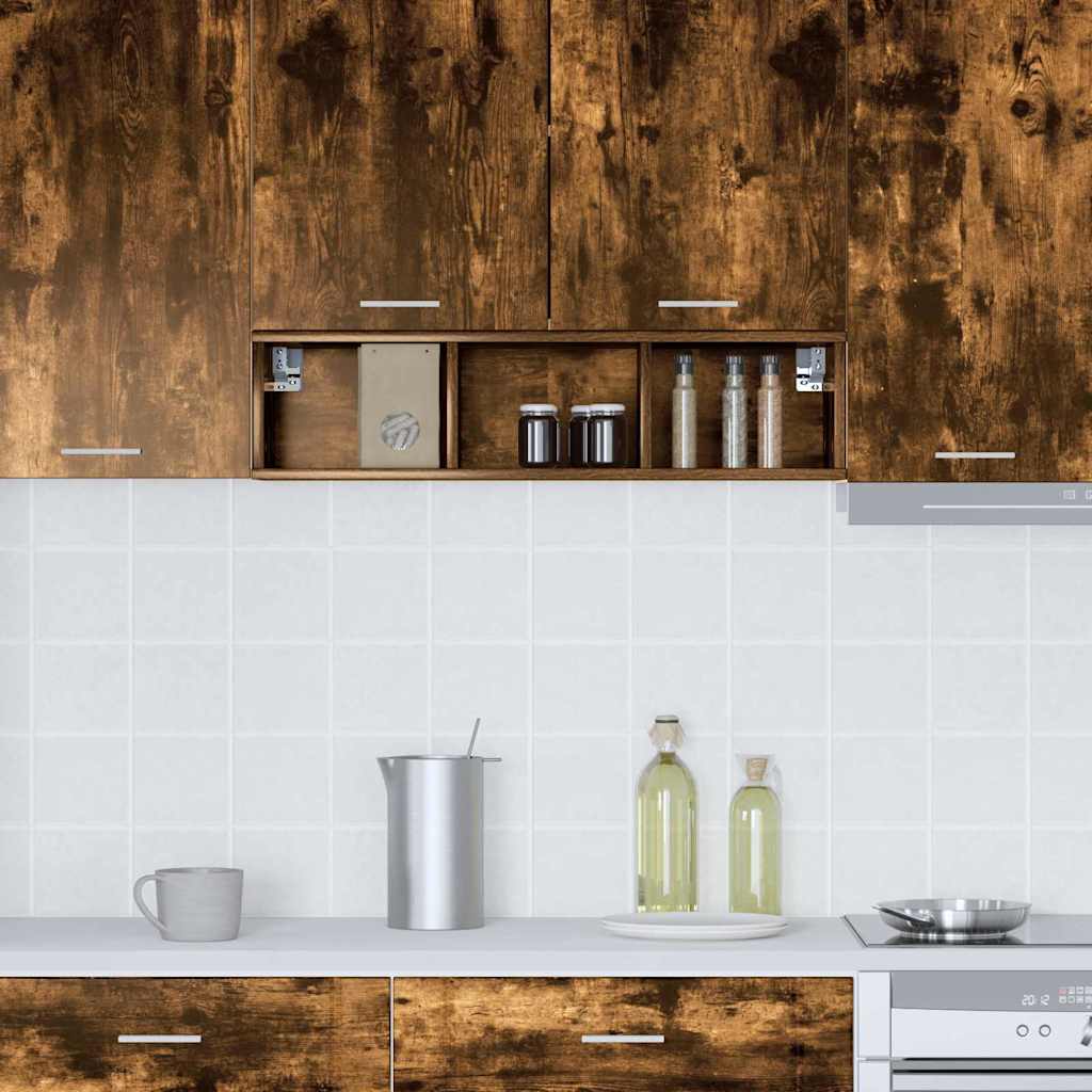 vidaXL Hanging Cabinet Smoked Oak 20 x 29.5 x 80 cm Engineered Wood 4