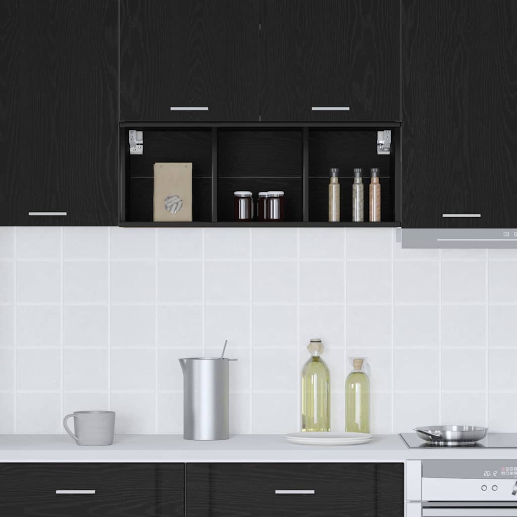 vidaXL Hanging Cabinet Black Oak 30 x 29.5 x 80 cm Engineered Wood 4