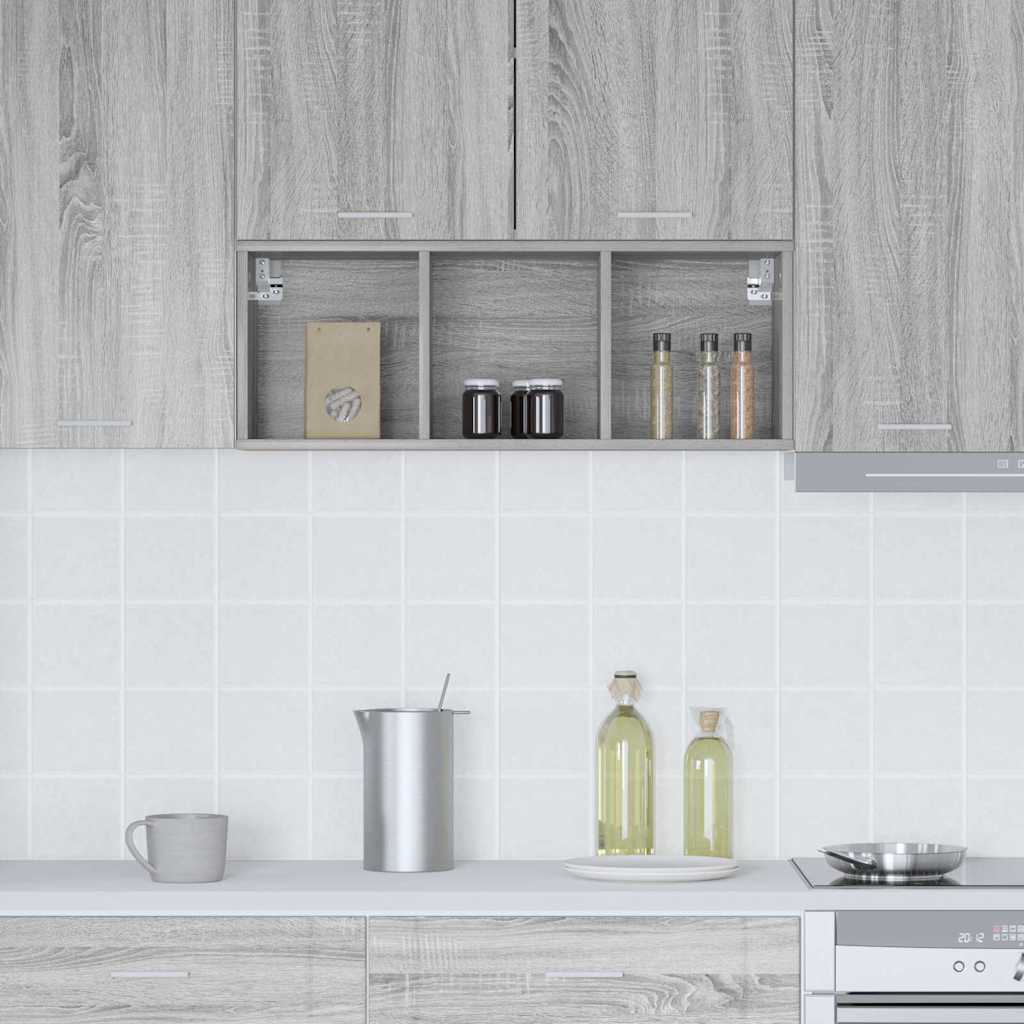 vidaXL Hanging Cabinet Grey Sonoma 30 x 29.5 x 80 cm Engineered Wood 4