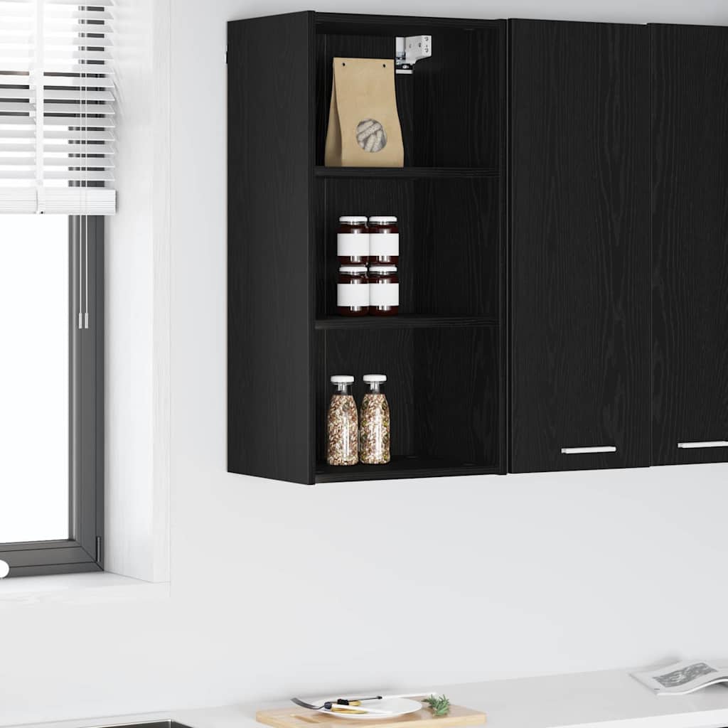 vidaXL Hanging Cabinet Black Oak 40 x 29.5 x 80 cm Engineered Wood 1