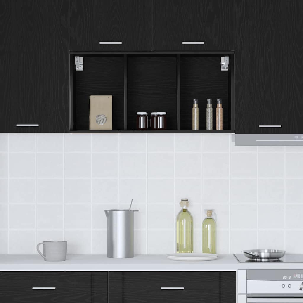 vidaXL Hanging Cabinet Black Oak 40 x 29.5 x 80 cm Engineered Wood 4