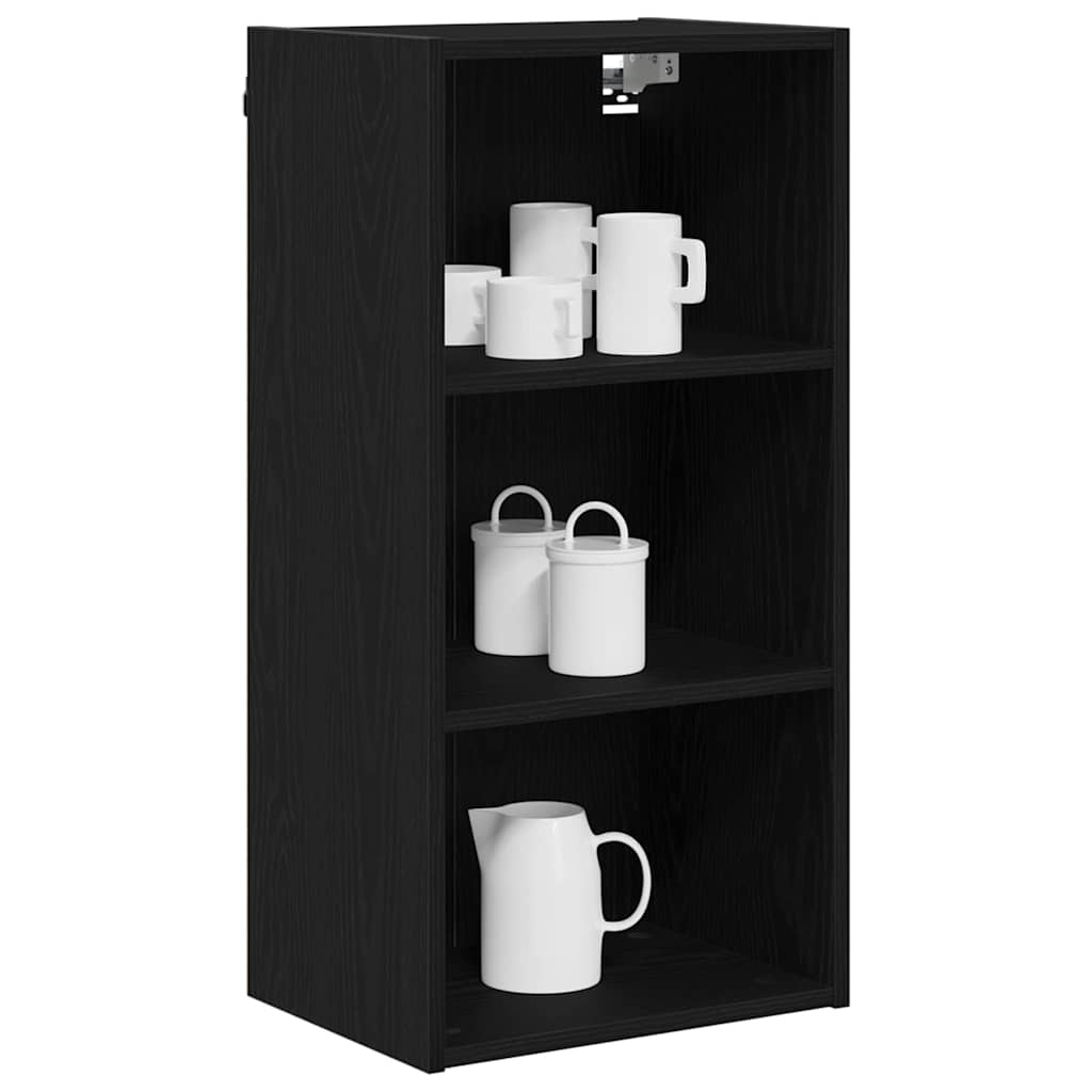vidaXL Hanging Cabinet Black Oak 40 x 29.5 x 80 cm Engineered Wood 3
