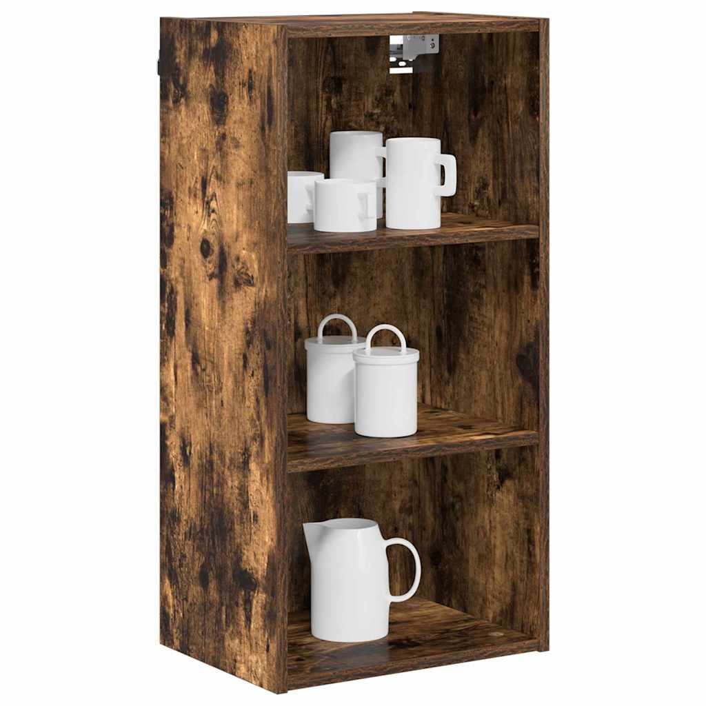 vidaXL Hanging Cabinet Smoked Oak 40 x 29.5 x 80 cm Engineered Wood 3
