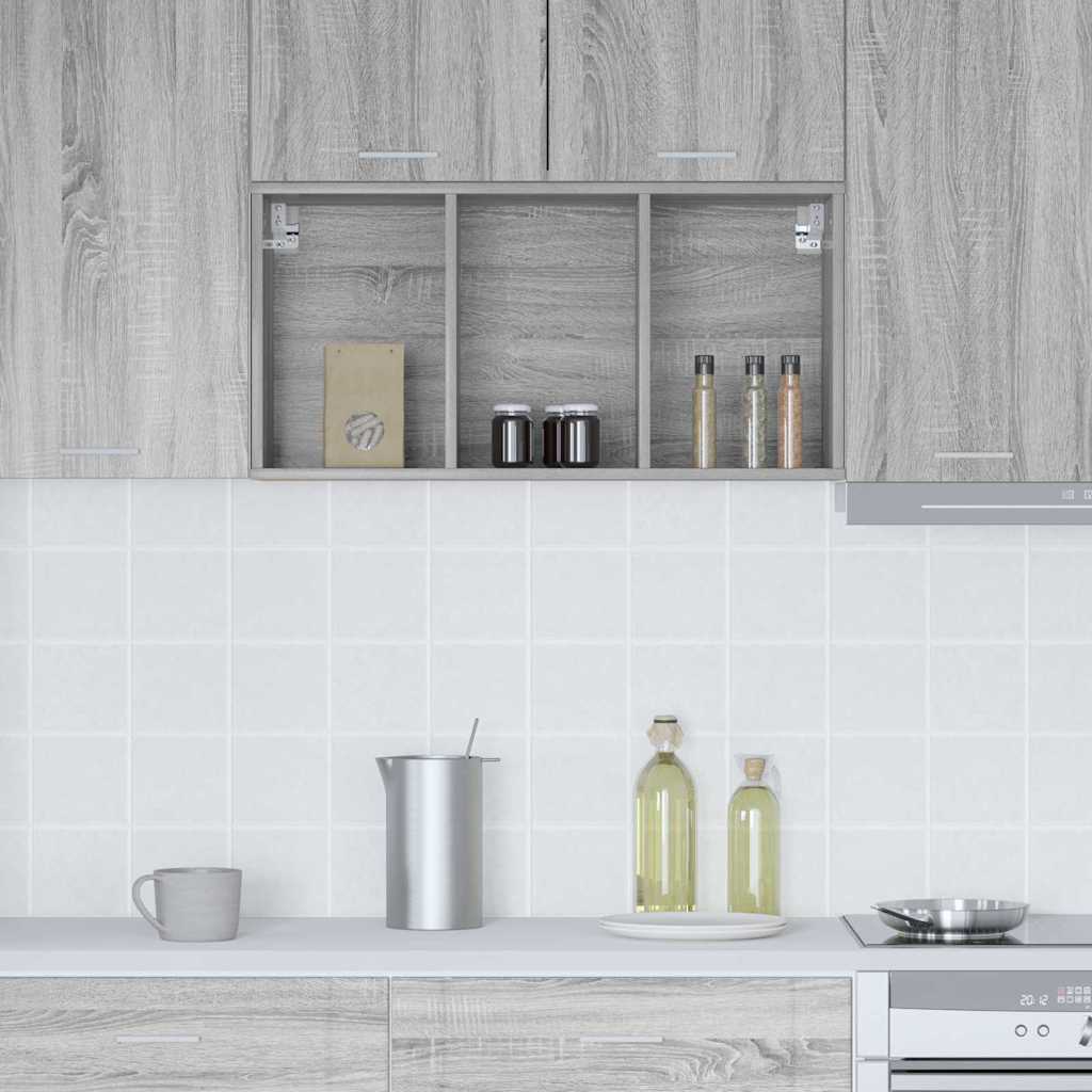 vidaXL Hanging Cabinet Grey Sonoma 40 x 29.5 x 80 cm Engineered Wood 4