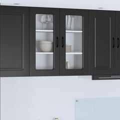 vidaXL Dishwasher Panel with 2 Glass Doors KALMAR Black