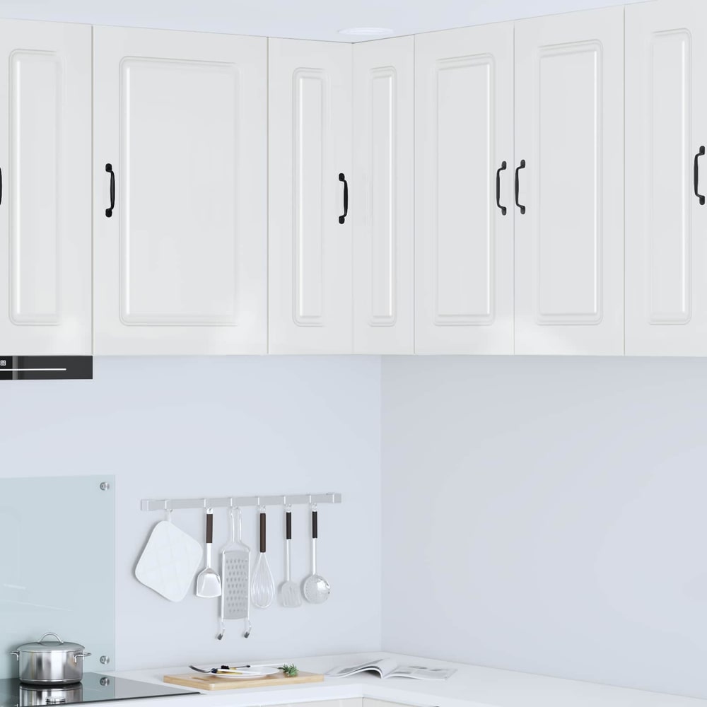 Dishwasher Panel with 2 Doors KALMAR High Gloss White 1x wall corner cabinet 57 cm wide 80 cm high