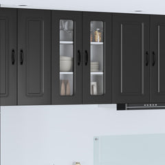 vidaXL Dishwasher Panel with 2 Glass Doors KALMAR Black