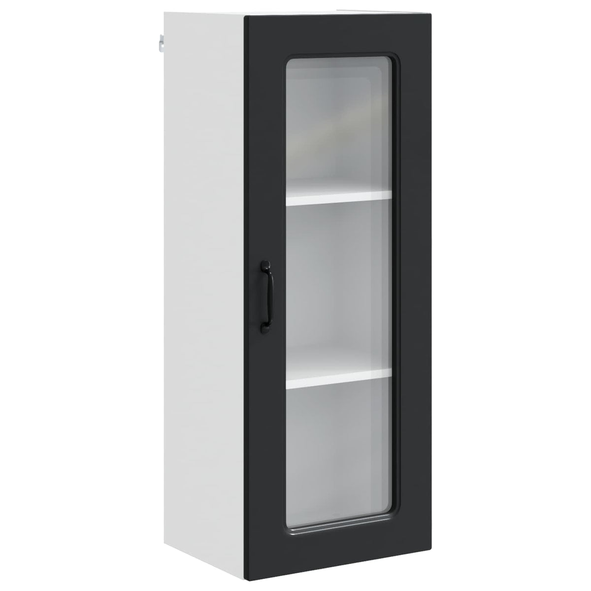 Dishwasher Panel with 2 Glass Doors KALMAR Black 1x wall glass cabinet (1 door) 40 cm wide 40 cm high–2x wall glass cabinet (1 door) 40 cm wide 80 cm high 1x wall glass cabinet (1 door) 40 cm wide 100 cm high